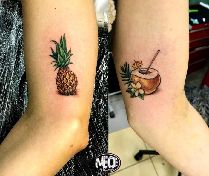 coconut tattoo on arms