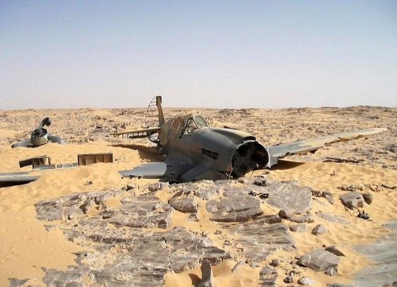 The Wreckage Of A Kittyhawk P-40 In The Sahara Desert