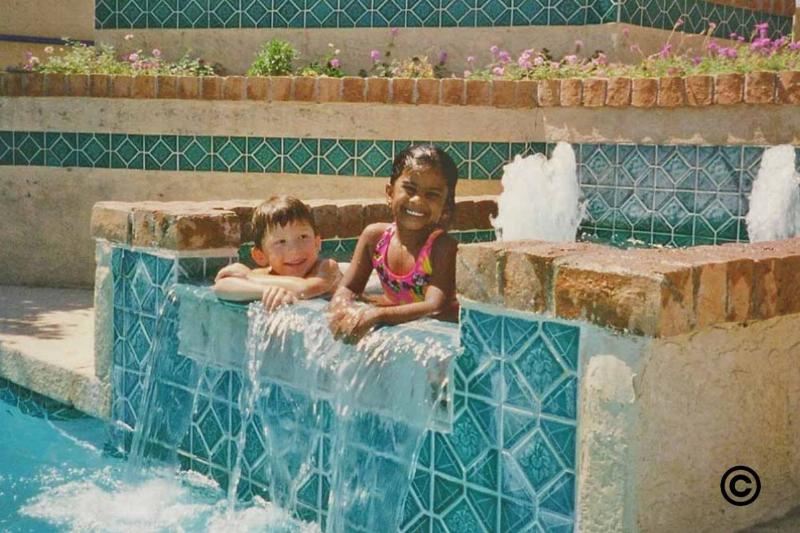 anie and erin in a pool
